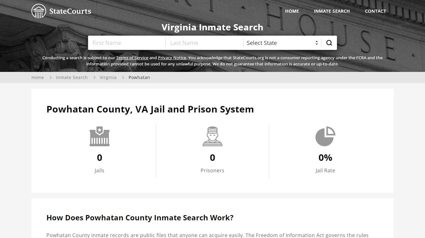 Powhatan County, VA Inmate Search - StateCourts